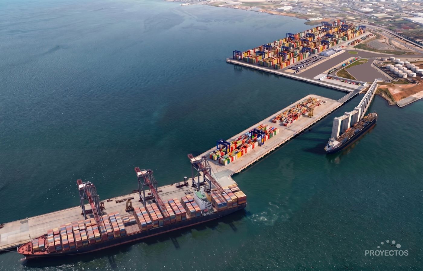 Muelle y explanada desde el aire